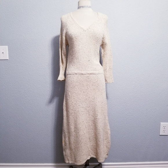 Dresses & Skirts - Vintage 70's 80's retro hippie boho oatmeal fall sweater dress MEDIUM